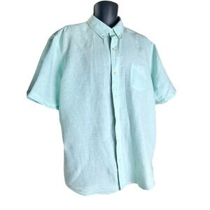 Chaps 2 XL Shirt XXL Business Casual Button Collar Linen Cotton Men Clothing
